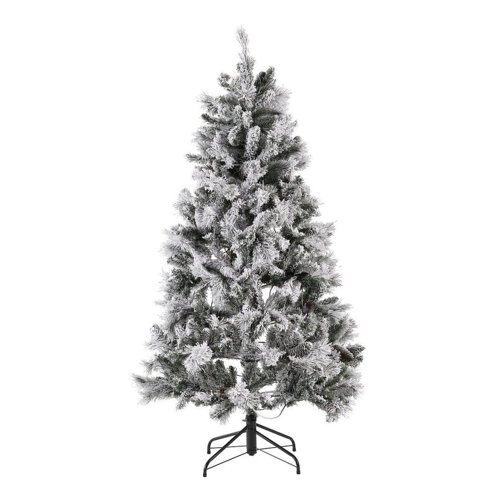Safavieh 5.5 FT Frosted Green Pre-Lit Christmas Tree with Pine Cones – Perfect for Small Spaces & Holiday Cheer! FXP2019A