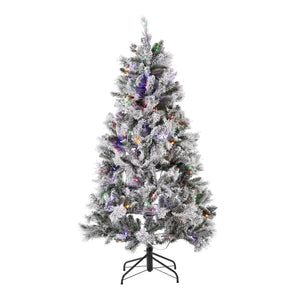 Safavieh 5.5 FT Frosted Green Pre-Lit Christmas Tree with Pine Cones – Perfect for Small Spaces & Holiday Cheer! FXP2019A
