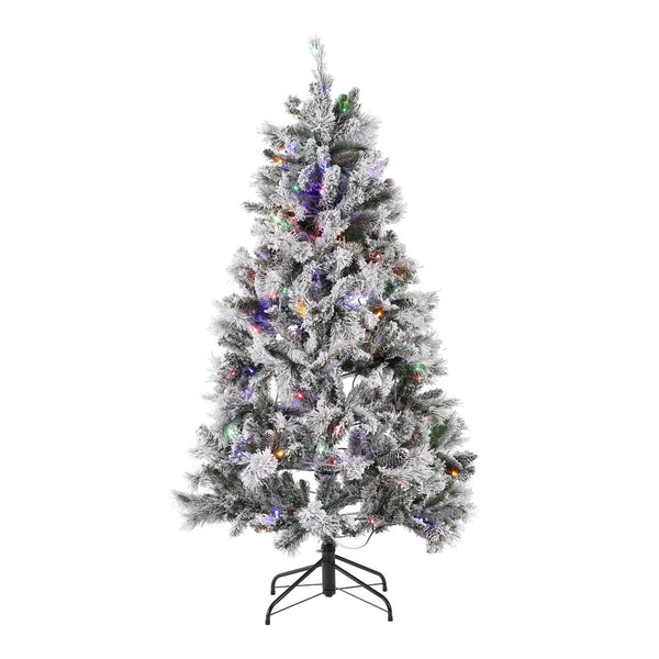 Safavieh 5.5 FT Frosted Green Pre-Lit Christmas Tree with Pine Cones – Perfect for Small Spaces & Holiday Cheer! FXP2019A