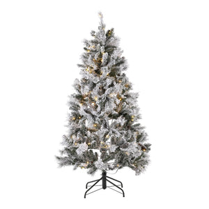 Safavieh 5.5 FT Frosted Green Pre-Lit Christmas Tree with Pine Cones – Perfect for Small Spaces & Holiday Cheer! FXP2019A