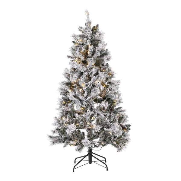 Safavieh 5.5 FT Frosted Green Pre-Lit Christmas Tree with Pine Cones – Perfect for Small Spaces & Holiday Cheer! FXP2019A