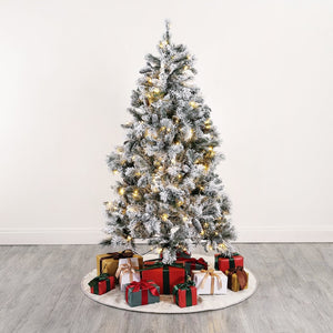Safavieh 5.5 FT Frosted Green Pre-Lit Christmas Tree with Pine Cones – Perfect for Small Spaces & Holiday Cheer! FXP2019A