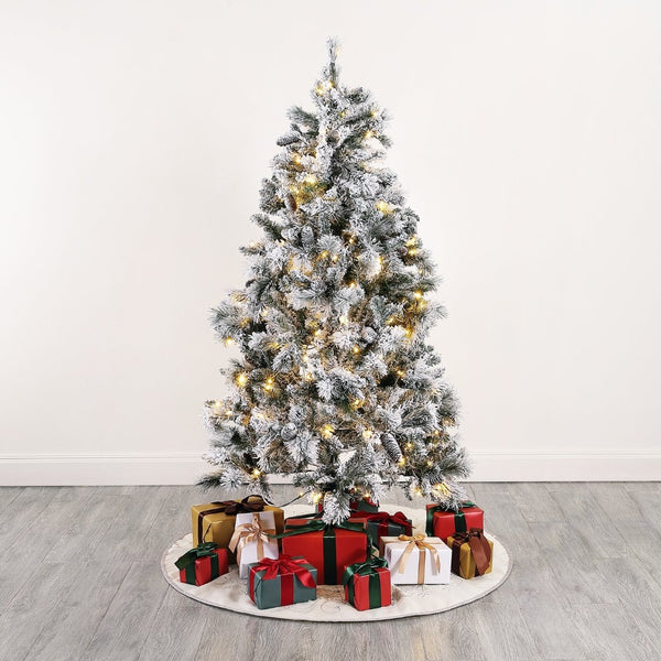 Safavieh 5.5 FT Frosted Green Pre-Lit Christmas Tree with Pine Cones – Perfect for Small Spaces & Holiday Cheer! FXP2019A