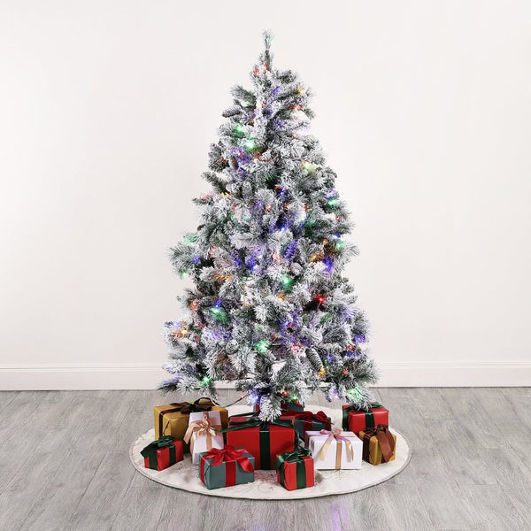Safavieh 5.5 FT Frosted Green Pre-Lit Christmas Tree with Pine Cones – Perfect for Small Spaces & Holiday Cheer! FXP2019A