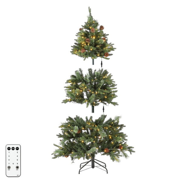 Safavieh 5.5 FT Green Pre-Lit Artificial Christmas Tree with Realistic Pine Cones – Perfect for Small Spaces! FXP2020A