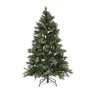 Safavieh 5.5 FT Green Pre-Lit Artificial Christmas Tree with Realistic Pine Cones – Perfect for Small Spaces! FXP2020A