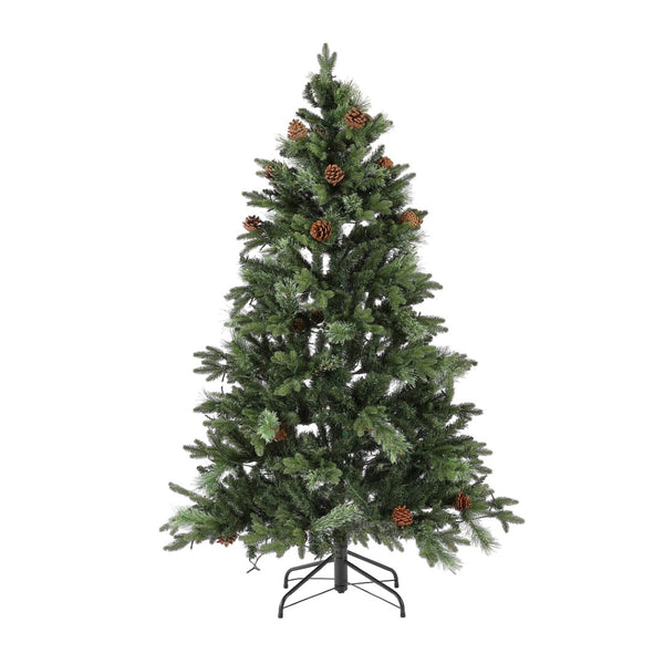 Safavieh 5.5 FT Green Pre-Lit Artificial Christmas Tree with Realistic Pine Cones – Perfect for Small Spaces! FXP2020A