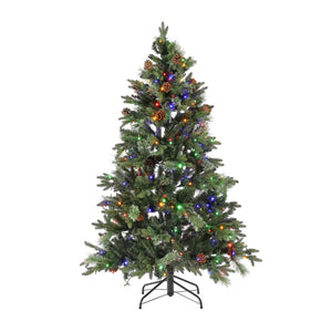 Safavieh 5.5 FT Green Pre-Lit Artificial Christmas Tree with Realistic Pine Cones – Perfect for Small Spaces! FXP2020A
