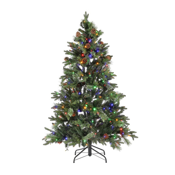 Safavieh 5.5 FT Green Pre-Lit Artificial Christmas Tree with Realistic Pine Cones – Perfect for Small Spaces! FXP2020A