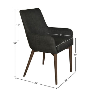 Lh Imports Fritz Arm Dining Chair - Stylish Dark Grey Upholstery With Ash Wood Legs For Elegant Spaces Grey,Brown Ash Wood,Plywood,Polyester,Pu Foam,Metal Fz-02dg