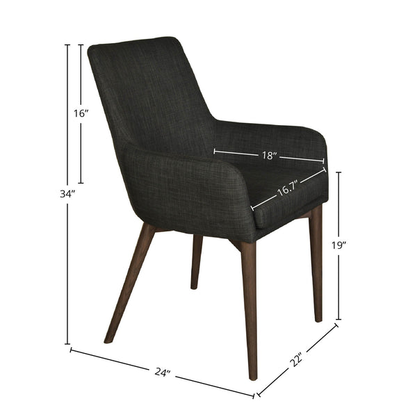 Lh Imports Fritz Arm Dining Chair - Stylish Dark Grey Upholstery With Ash Wood Legs For Elegant Spaces Grey,Brown Ash Wood,Plywood,Polyester,Pu Foam,Metal Fz-02dg