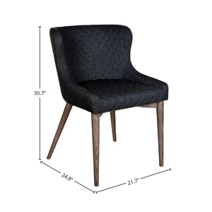 Lh Imports Mila Dining Chair - Elegant Dark Grey Upholstery, Ash Wood Legs & Stylish Waffle Stitching Detail Grey,Brown Ash Wood,Plywood,Polyester,Pu Foam,Metal Fz-03dg