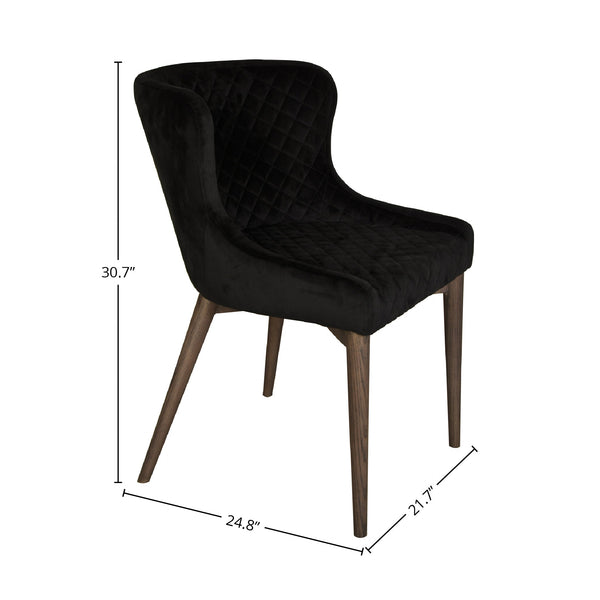 Lh Imports Mila Dining Chair - Luxurious Black Velvet With Stylish Ash Wood Legs And Waffle Stitching Detail Black,Brown Ash Wood,Plywood,Polyester,Pu Foam,Metal Fz-04bv