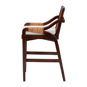 Bali & Pari Fairmont Handwoven Rattan Counter Stool with Cushion for Coastal Kitchen Bar