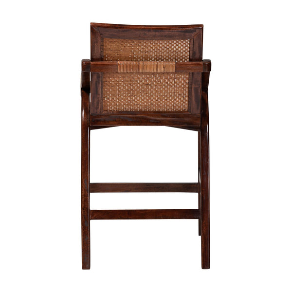 Bali & Pari Fairmont Handwoven Rattan Counter Stool with Cushion for Coastal Kitchen Bar