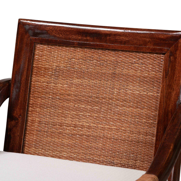 Bali & Pari Fairmont Handwoven Rattan Counter Stool with Cushion for Coastal Kitchen Bar
