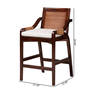 Bali & Pari Fairmont Handwoven Rattan Counter Stool with Cushion for Coastal Kitchen Bar