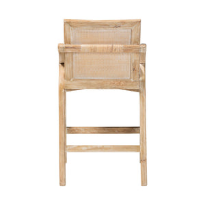 Bali & Pari Fairmont Handwoven Rattan Counter Stool with Cushion for Coastal Kitchen Bar