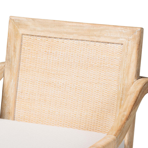 Bali & Pari Fairmont Handwoven Rattan Counter Stool with Cushion for Coastal Kitchen Bar