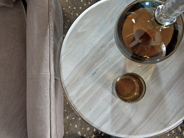 Lexington Martini Luxe Accent Table With Polished Silver Marble Top And Platinum-finished Stainless Base Platinum  732-950c