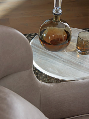 Lexington Martini Luxe Accent Table With Polished Silver Marble Top And Platinum-finished Stainless Base Platinum  732-950c