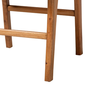 Bali & Pari Fawn Solid Teak Genuine Goat Leather Dining Chairs Artisan Set