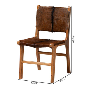 Bali & Pari Fawn Solid Teak Genuine Goat Leather Dining Chairs Artisan Set