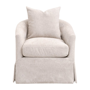 Essentials For Living Faye Slipcover Swivel Club Chair - Cozy, Durable Design With 360-degree Rotation & Easy-care Fabric Livesmart Halifax,Ivory Solid Oak Wood,Metal 6650.Lhivo