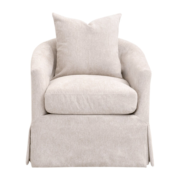 Essentials For Living Faye Slipcover Swivel Club Chair - Cozy, Durable Design With 360-degree Rotation & Easy-care Fabric Livesmart Halifax,Ivory Solid Oak Wood,Metal 6650.Lhivo