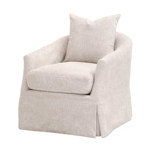 Essentials For Living Faye Slipcover Swivel Club Chair - Cozy, Durable Design With 360-degree Rotation & Easy-care Fabric Livesmart Halifax,Ivory Solid Oak Wood,Metal 6650.Lhivo