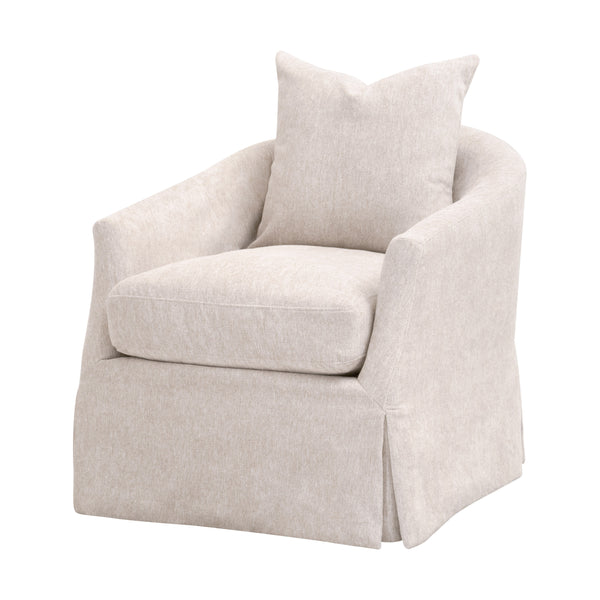 Essentials For Living Faye Slipcover Swivel Club Chair - Cozy, Durable Design With 360-degree Rotation & Easy-care Fabric Livesmart Halifax,Ivory Solid Oak Wood,Metal 6650.Lhivo