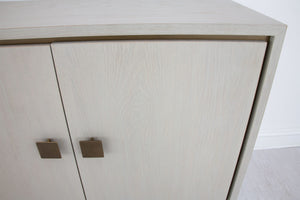 Zeugma Felix Buffet - Elegant Light Grey Solid Wood With Gold Accents, 4 Spacious Drawers & Durable Finish Light Grey Finish With Gold Metal Accents Solid Wood Felix Buffet