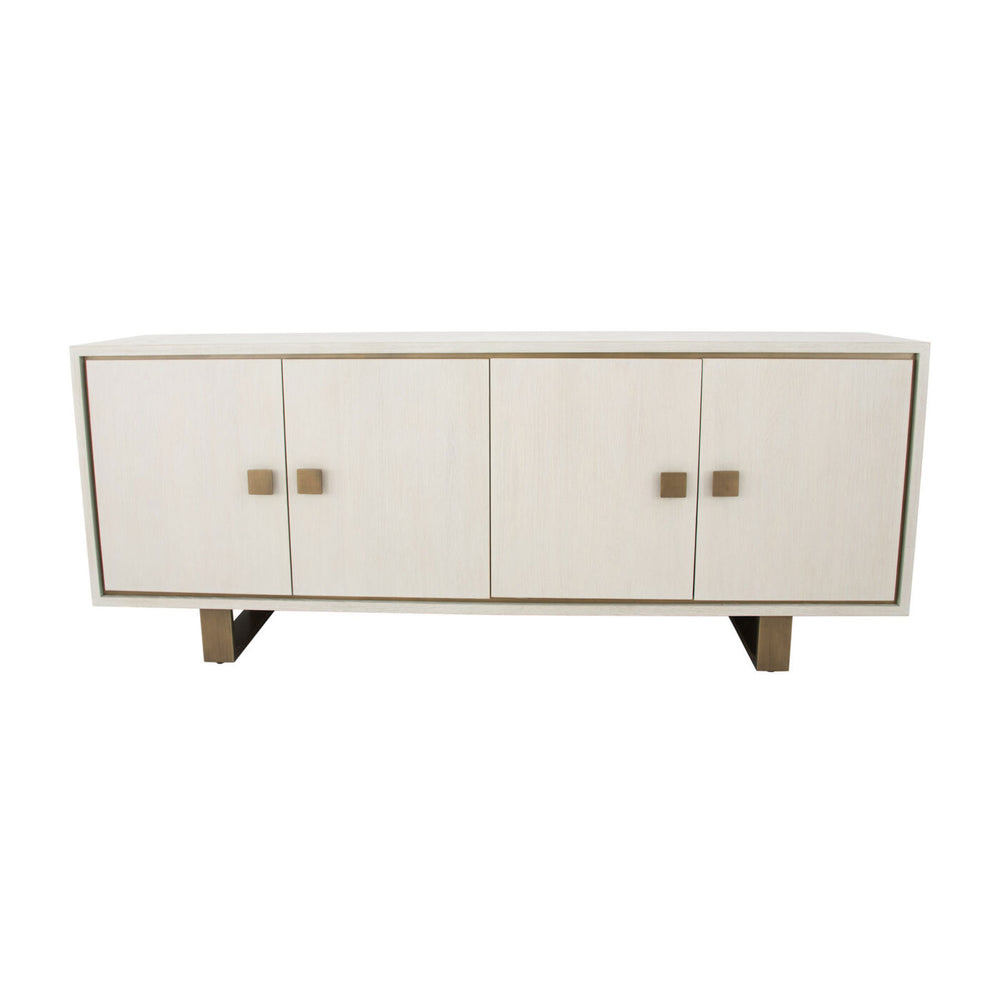 Zeugma Felix Buffet - Elegant Light Grey Solid Wood With Gold Accents, 4 Spacious Drawers & Durable Finish Light Grey Finish With Gold Metal Accents Solid Wood Felix Buffet
