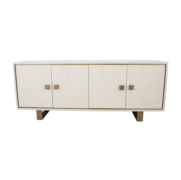 Zeugma Felix Buffet - Elegant Light Grey Solid Wood With Gold Accents, 4 Spacious Drawers & Durable Finish Light Grey Finish With Gold Metal Accents Solid Wood Felix Buffet