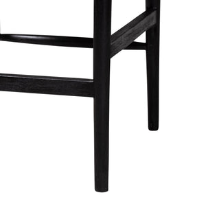 Baxton Studio Bali & Pari Handwoven Rattan Counter Stool Mahogany Frame Boho Coastal Kitchen Seating Black/Natural Brown Frame: Mahogany Wood; Seat: Banana Rope 21.7W x 22.6D x 36.6H Fika-Black Wood/Abaca White Weaving-CS