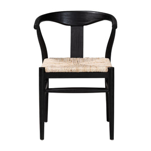 Baxton Studio Bali & Pari Handwoven Natural Dining Chairs with Solid Mahogany Legs Bohemian Coastal Style Black/Natural Brown Mahogany Wood / Banana Rope 21.7W x 23.6D x 29.1H Fika-Black Wood/Abaca White Weaving-DC