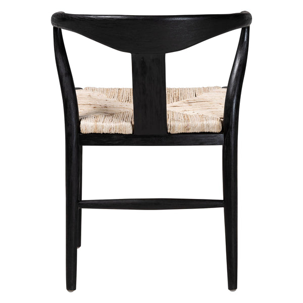 Baxton Studio Bali & Pari Handwoven Natural Dining Chairs with Solid Mahogany Legs Bohemian Coastal Style Black/Natural Brown Mahogany Wood / Banana Rope 21.7W x 23.6D x 29.1H Fika-Black Wood/Abaca White Weaving-DC