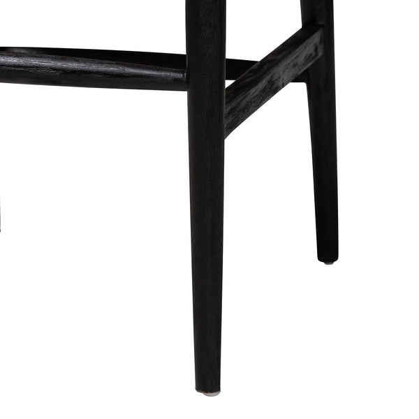 Baxton Studio Bali & Pari Handwoven Natural Dining Chairs with Solid Mahogany Legs Bohemian Coastal Style Black/Natural Brown Mahogany Wood / Banana Rope 21.7W x 23.6D x 29.1H Fika-Black Wood/Abaca White Weaving-DC