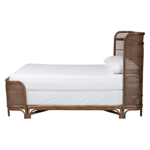 Bali & Pari Fiore Handwoven Rattan Queen Bed Wingback Headboard Bohemian Bedroom
