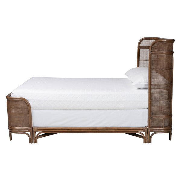 Bali & Pari Fiore Handwoven Rattan Queen Bed Wingback Headboard Bohemian Bedroom