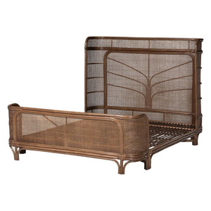 Bali & Pari Fiore Handwoven Rattan Queen Bed Wingback Headboard Bohemian Bedroom