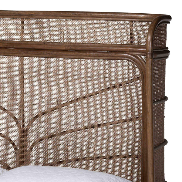 Bali & Pari Fiore Handwoven Rattan Queen Bed Wingback Headboard Bohemian Bedroom