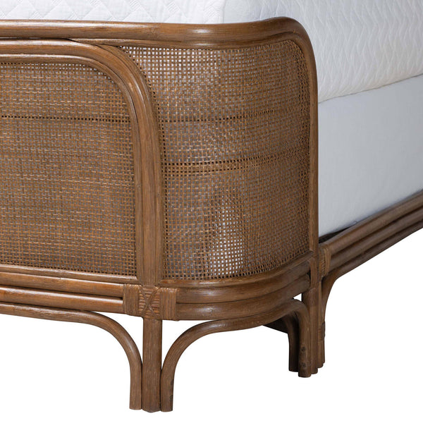 Bali & Pari Fiore Handwoven Rattan Queen Bed Wingback Headboard Bohemian Bedroom
