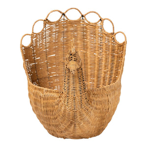 Bali & Pari Florabel Handwoven Rattan Peacock Storage Basket Artisan Boho Decor