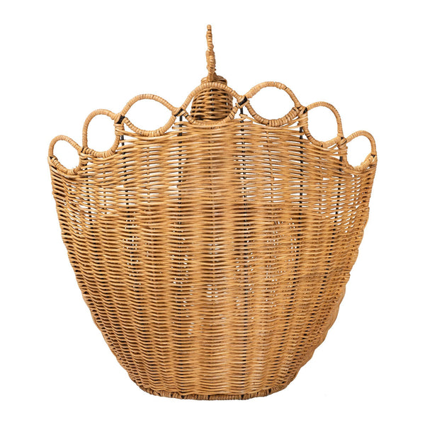 Bali & Pari Florabel Handwoven Rattan Peacock Storage Basket Artisan Boho Decor