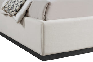 Flynn Beige Linen Textured Fabric Queen Bed FlynnBeige-Q Meridian Furniture