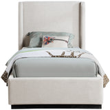 Flynn Beige Linen Textured Fabric Twin Bed FlynnBeige-T Meridian Furniture