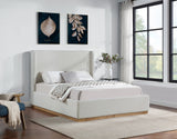 Flynn Cream Linen Textured Fabric Full Bed FlynnCream-F Meridian Furniture