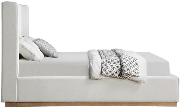 Flynn Cream Linen Textured Fabric King Bed FlynnCream-K Meridian Furniture