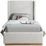 Flynn Cream Linen Textured Fabric Twin Bed FlynnCream-T Meridian Furniture